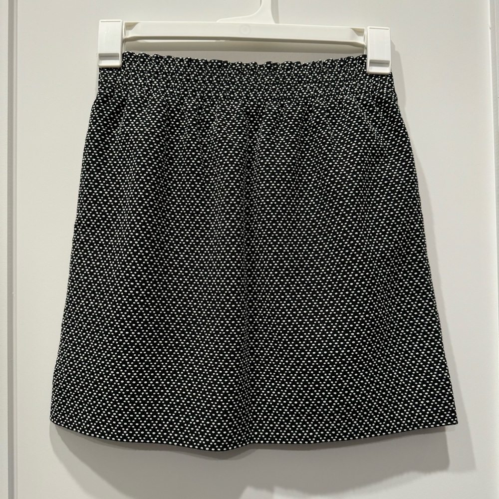 J. Crew Black & White Mini Skirt Women’s Sz 4 Cotton Blend Winter Office Preppy - Picture 2 of 9
